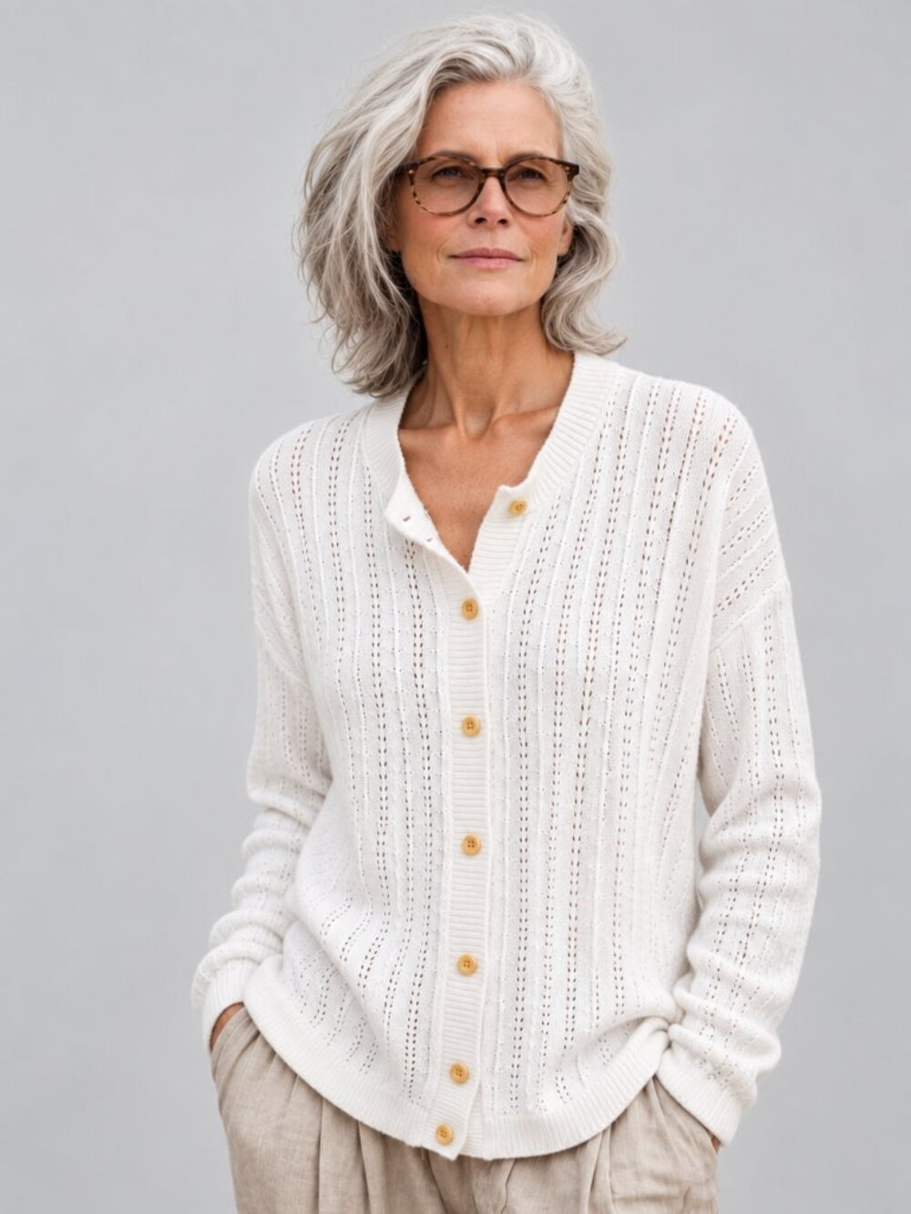 Vintage, Cotton crisp white cardigan